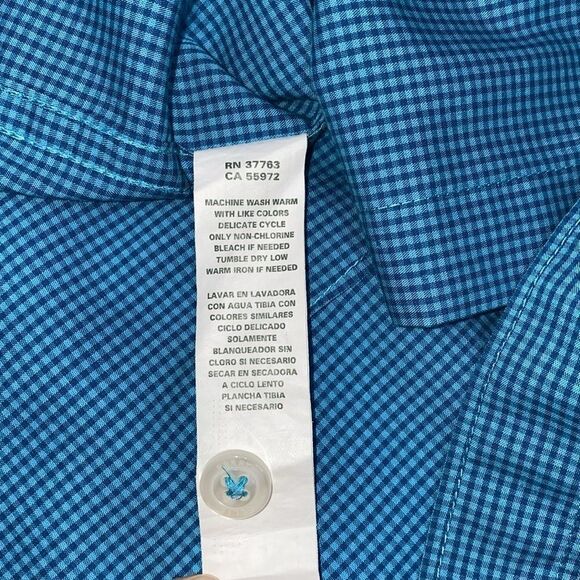 Perry Ellis Men's Slim Fit Short Sleeve Button Down Collared Shirt In Blue Large - Picture 7 of 11